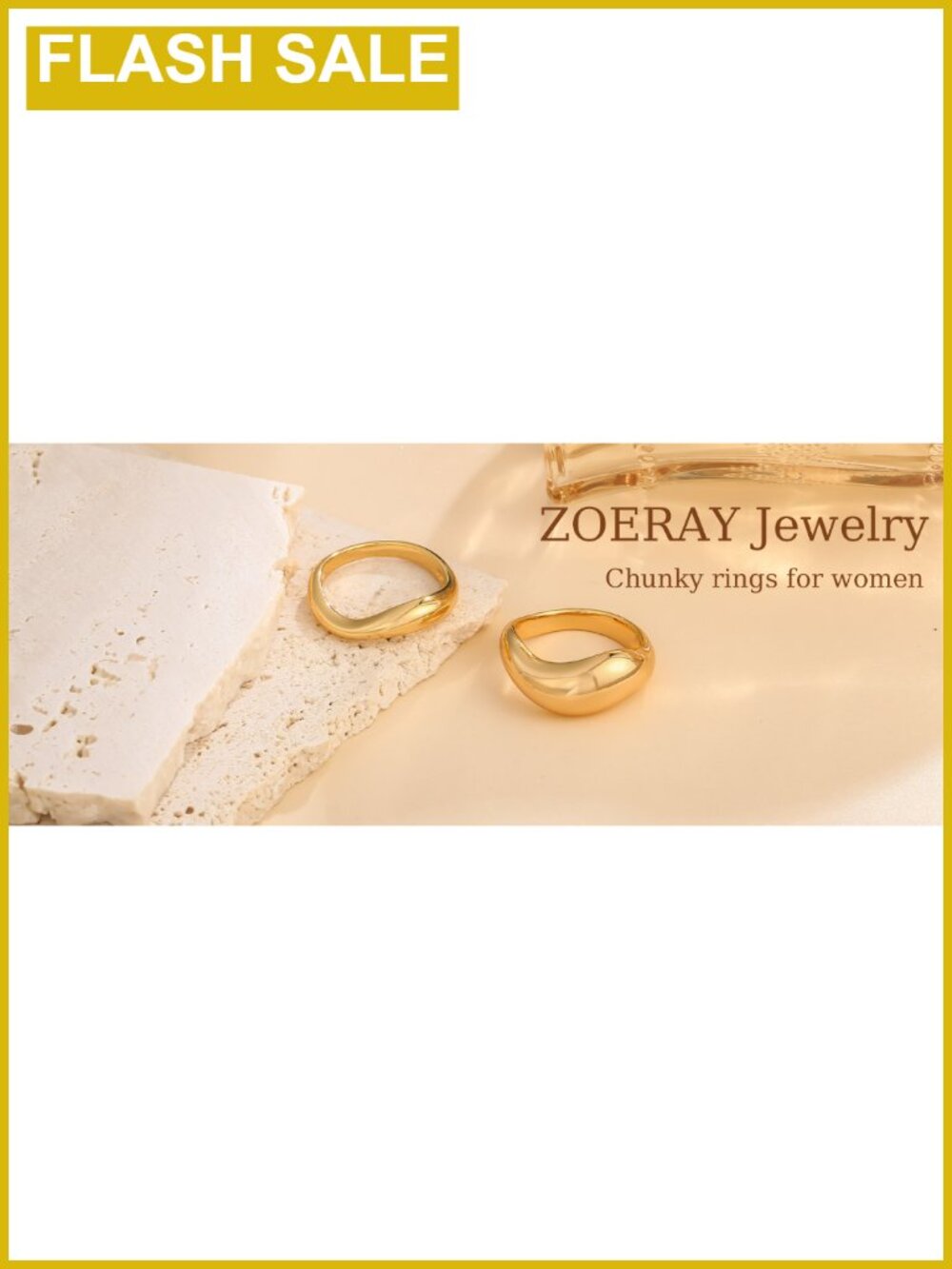 14K Gold Plated Stackable Rings Set Waterproof Brass Ring Set - Picture 6 of 6